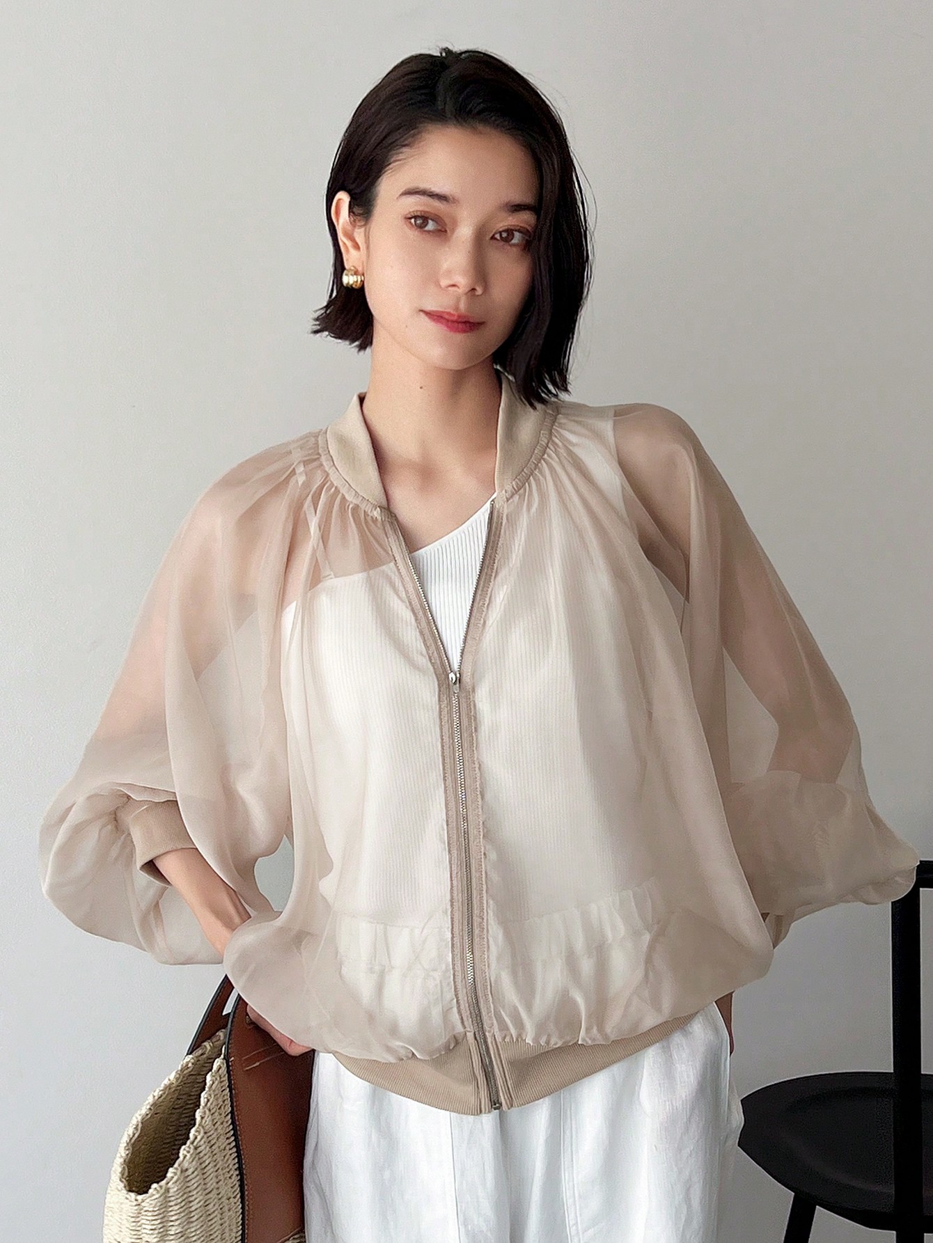 In Beige Women Outerwear