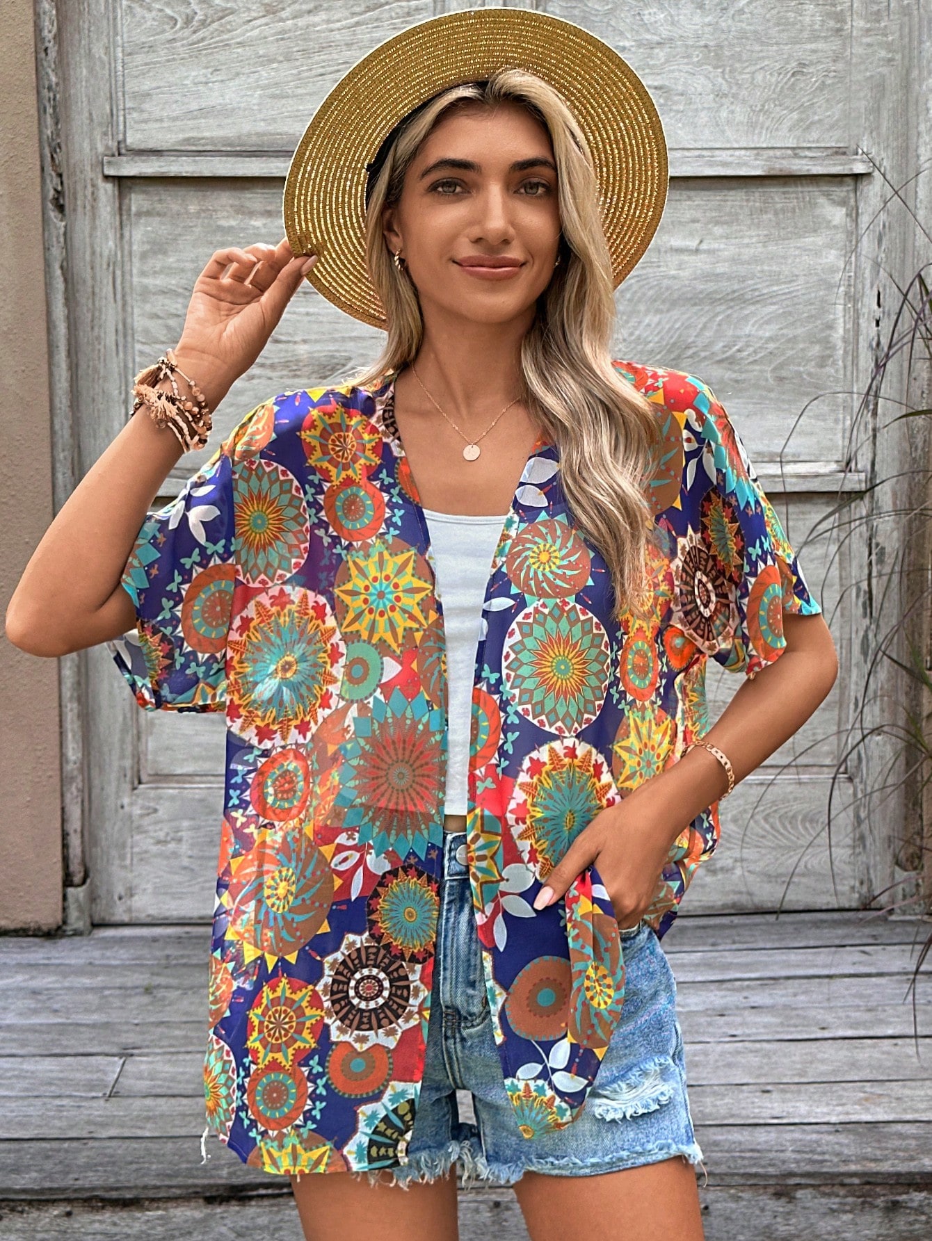 In Short Sleeve Women Kimonos