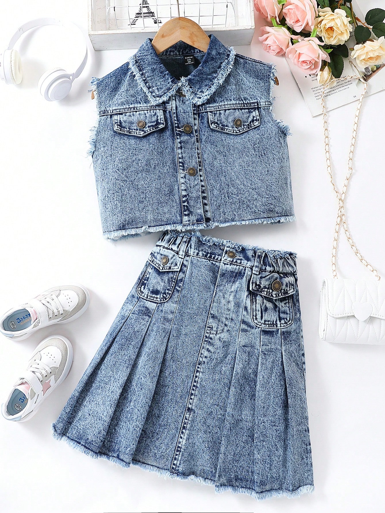 Tween Girls Denim Two-piece Outfits