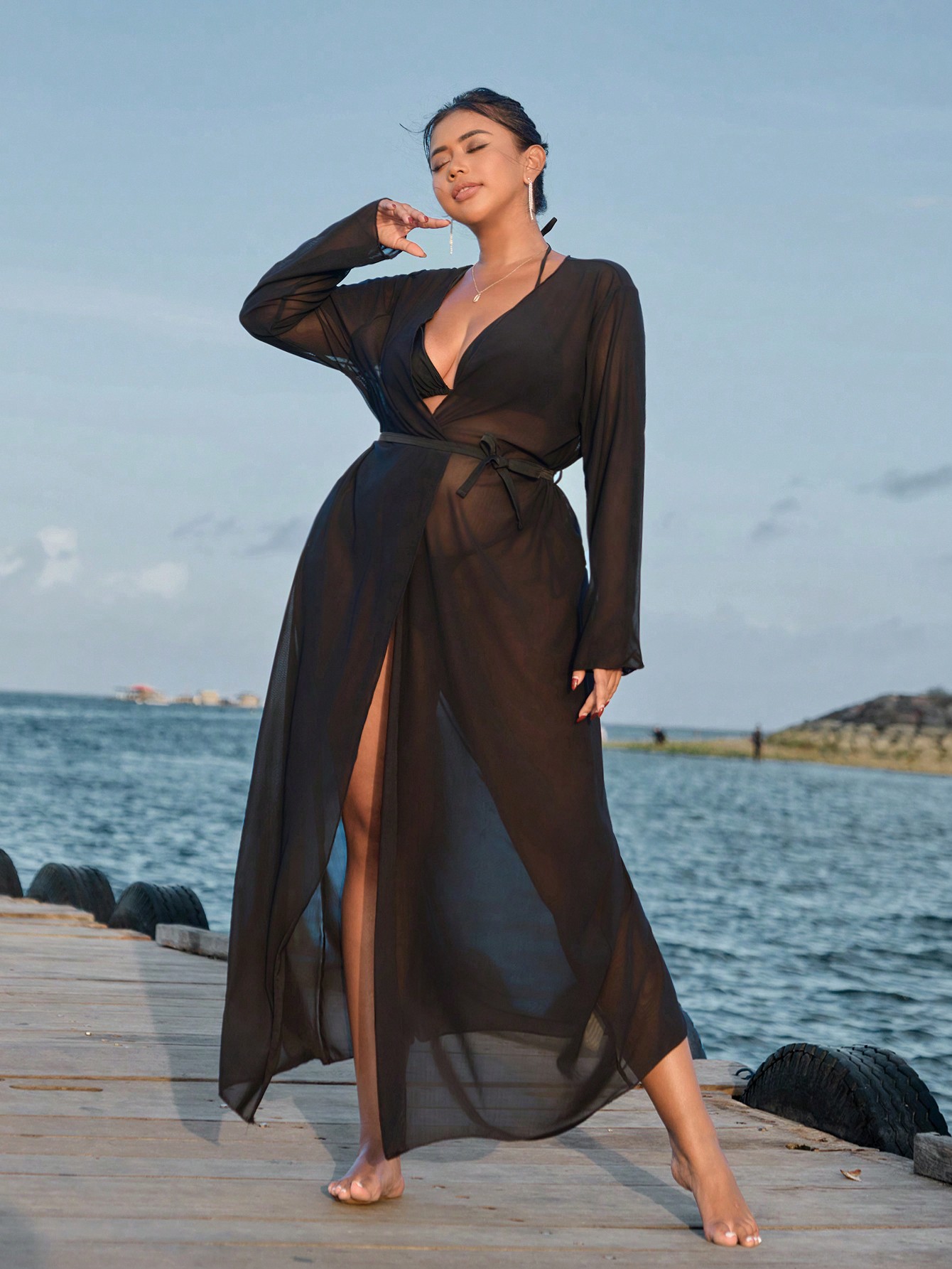 In Long Sleeve Plus Size Kimonos