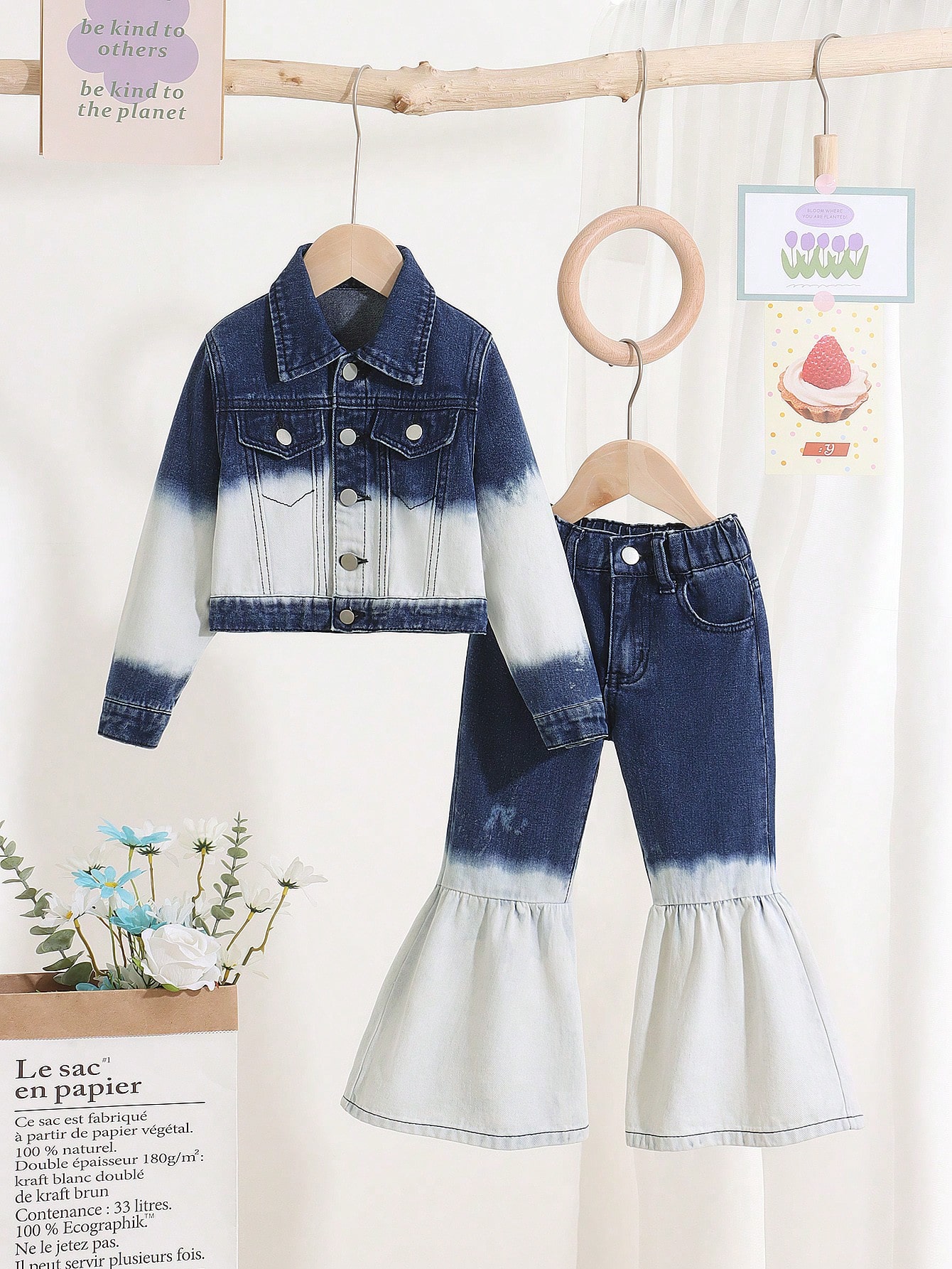 Young Girls Denim Two-piece Outfits