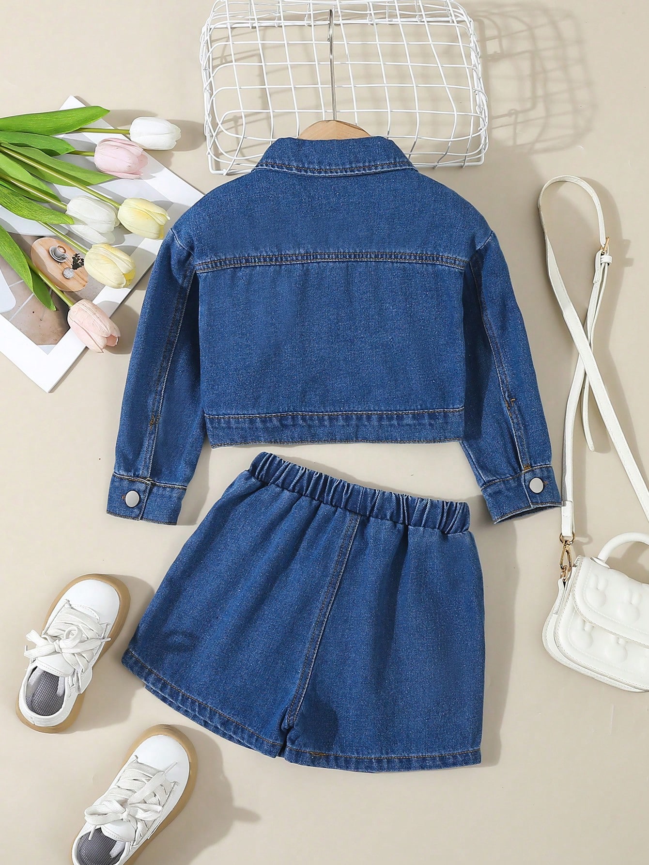 Young Girls Denim Two-piece Outfits