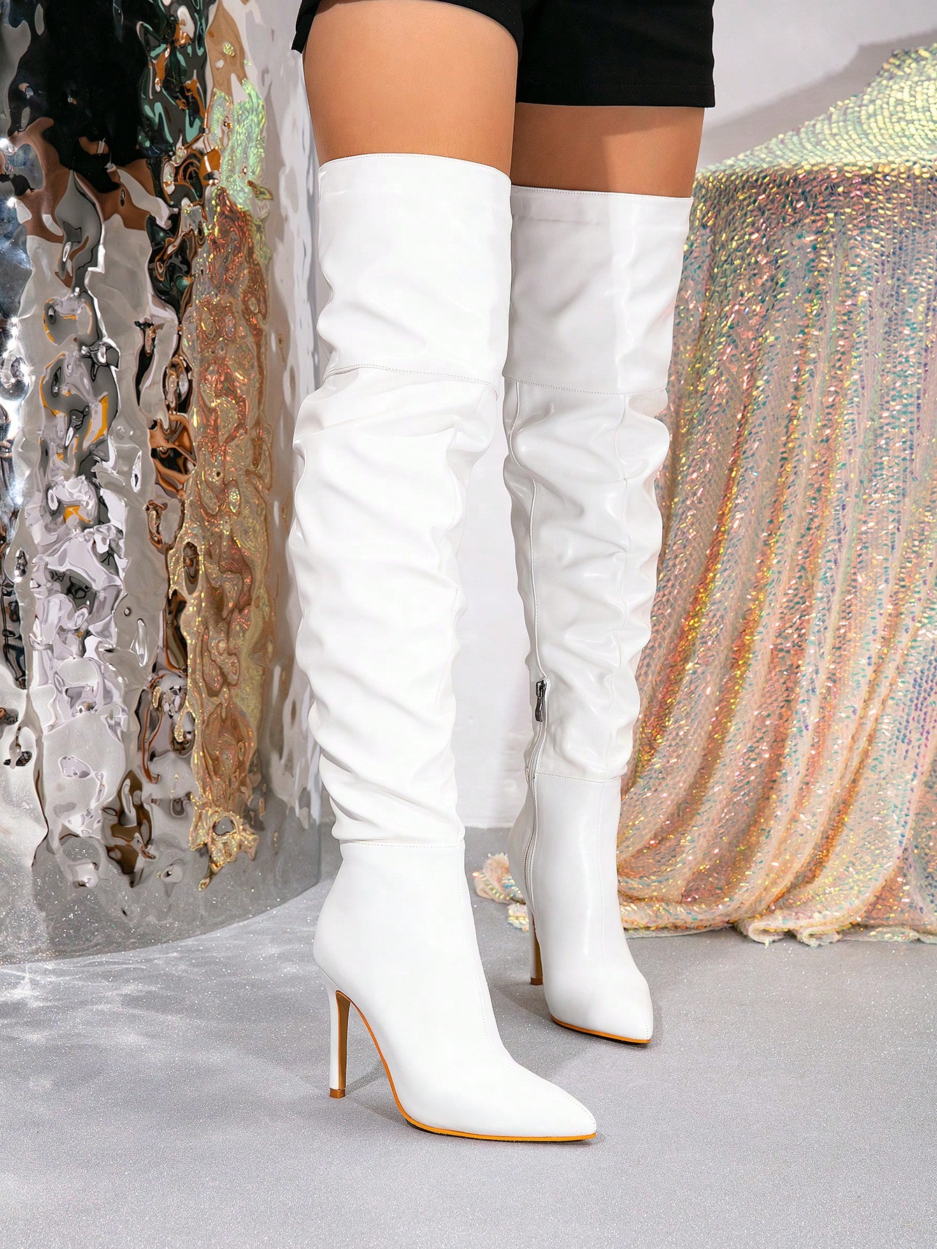 In White Women Over-the-Knee Boots