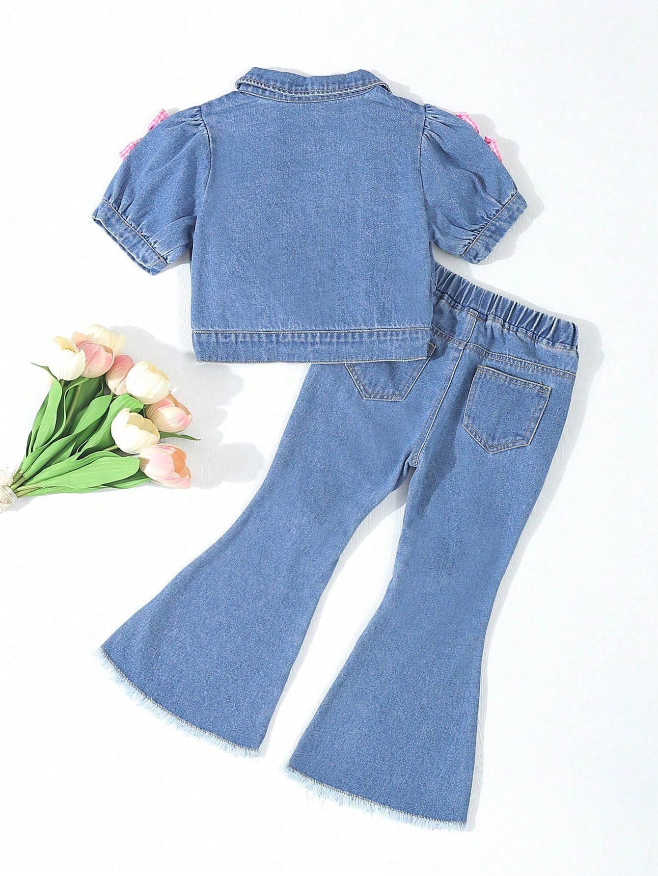 Young Girls Denim Two-piece Outfits