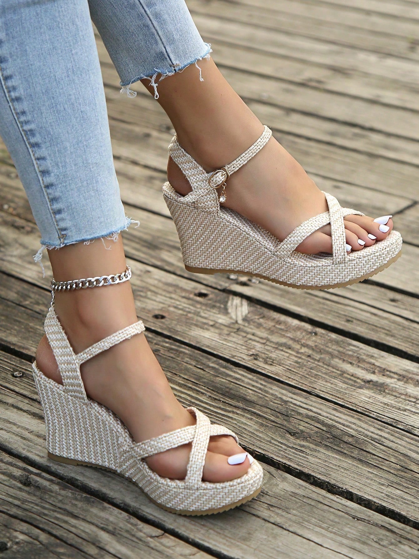 In Beige Women Wedges & Flatform