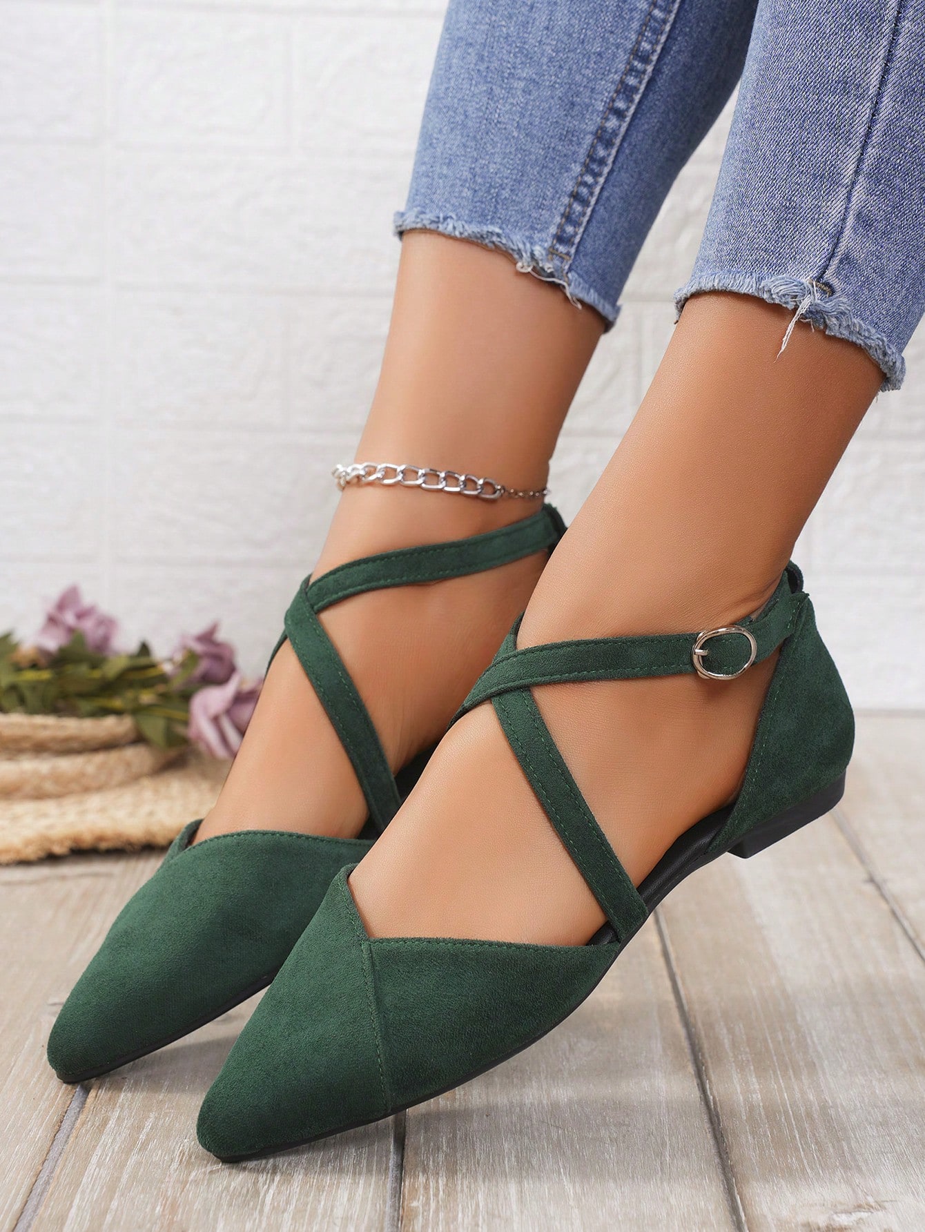 In Dark Green Women Shoes