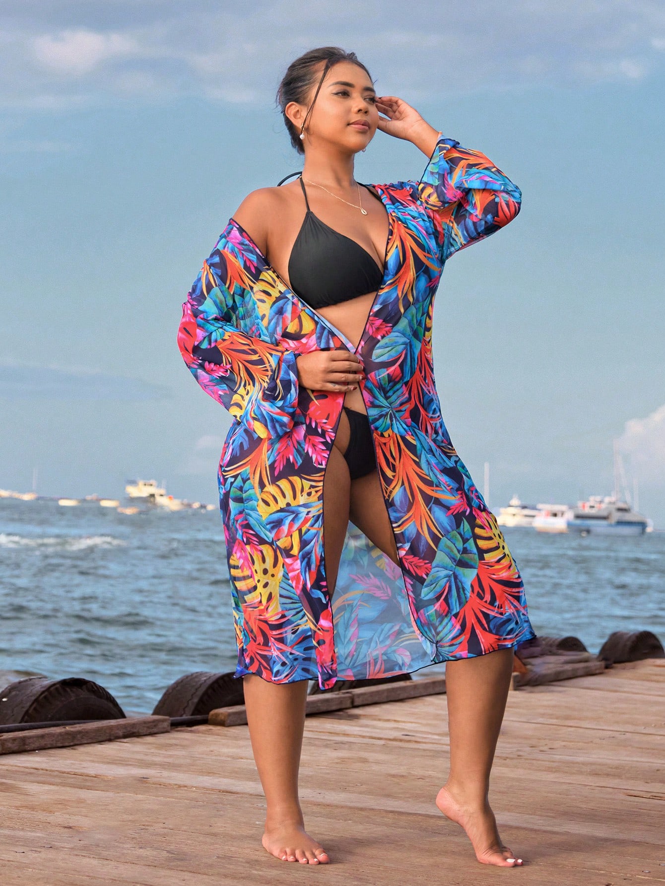 In Long Sleeve Plus Size Kimonos