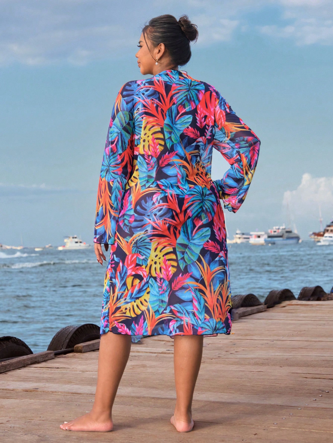 In Long Sleeve Plus Size Kimonos