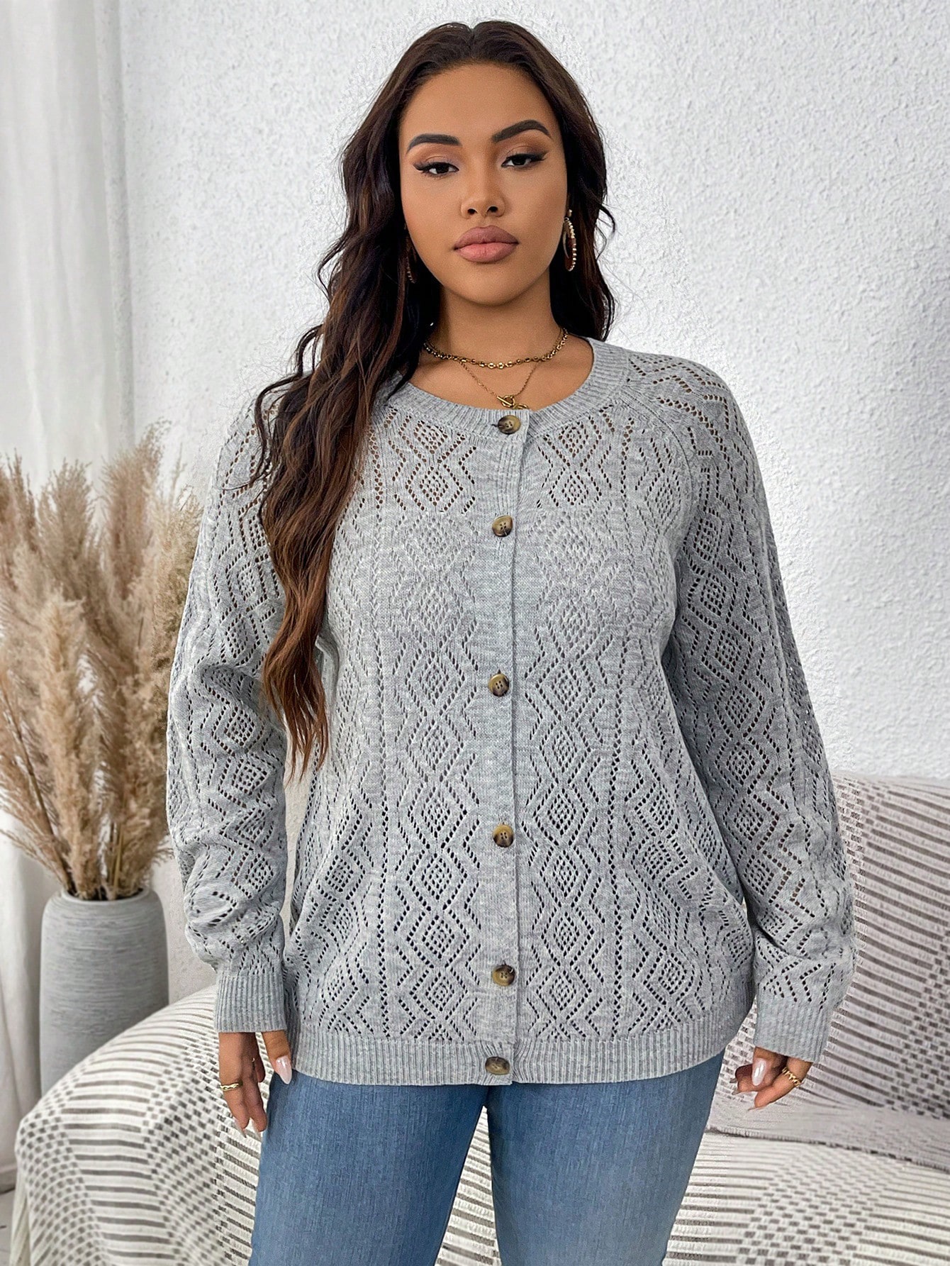 In Long Sleeve Plus Size Cardigans