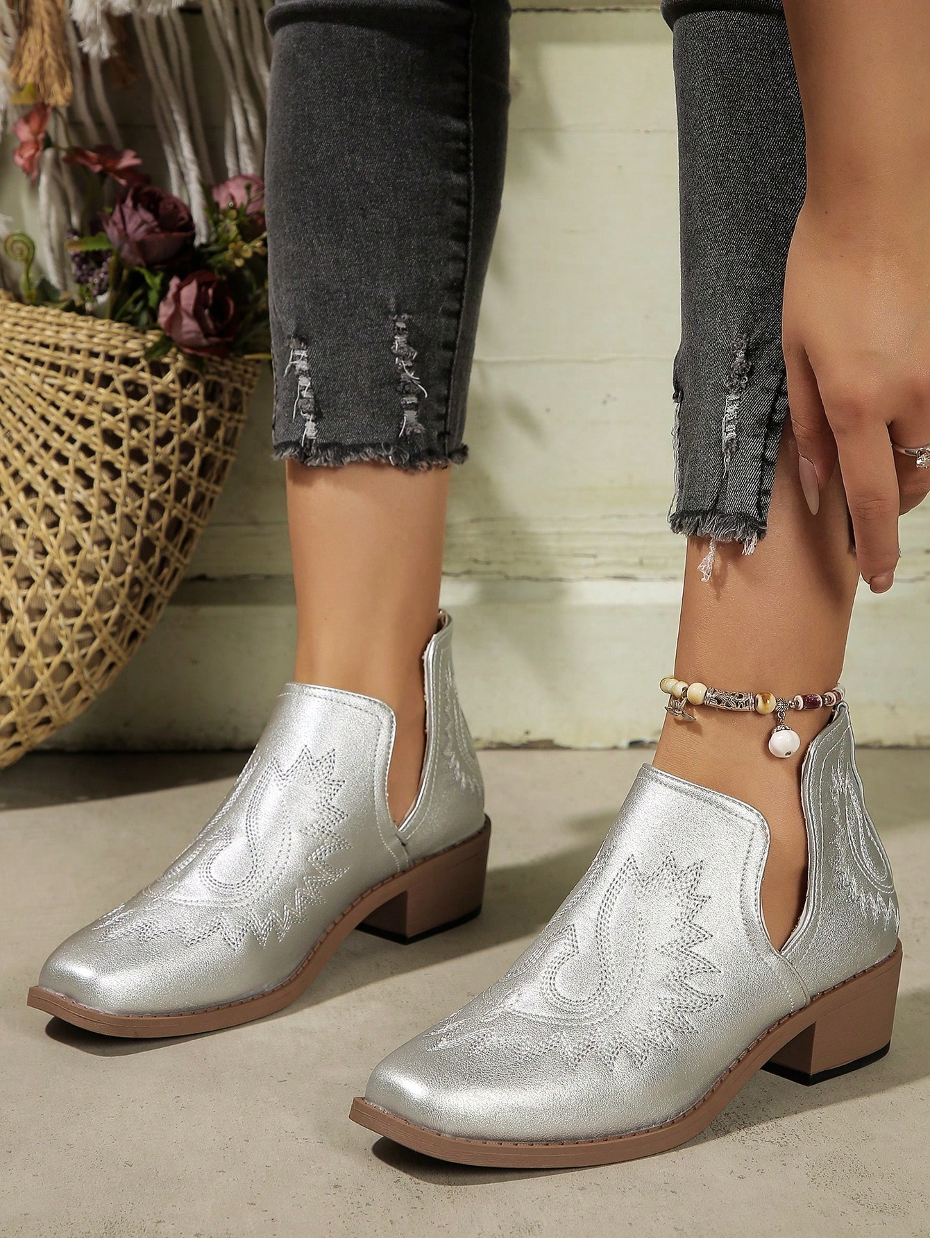 In Silver Women Ankle Boots & Booties