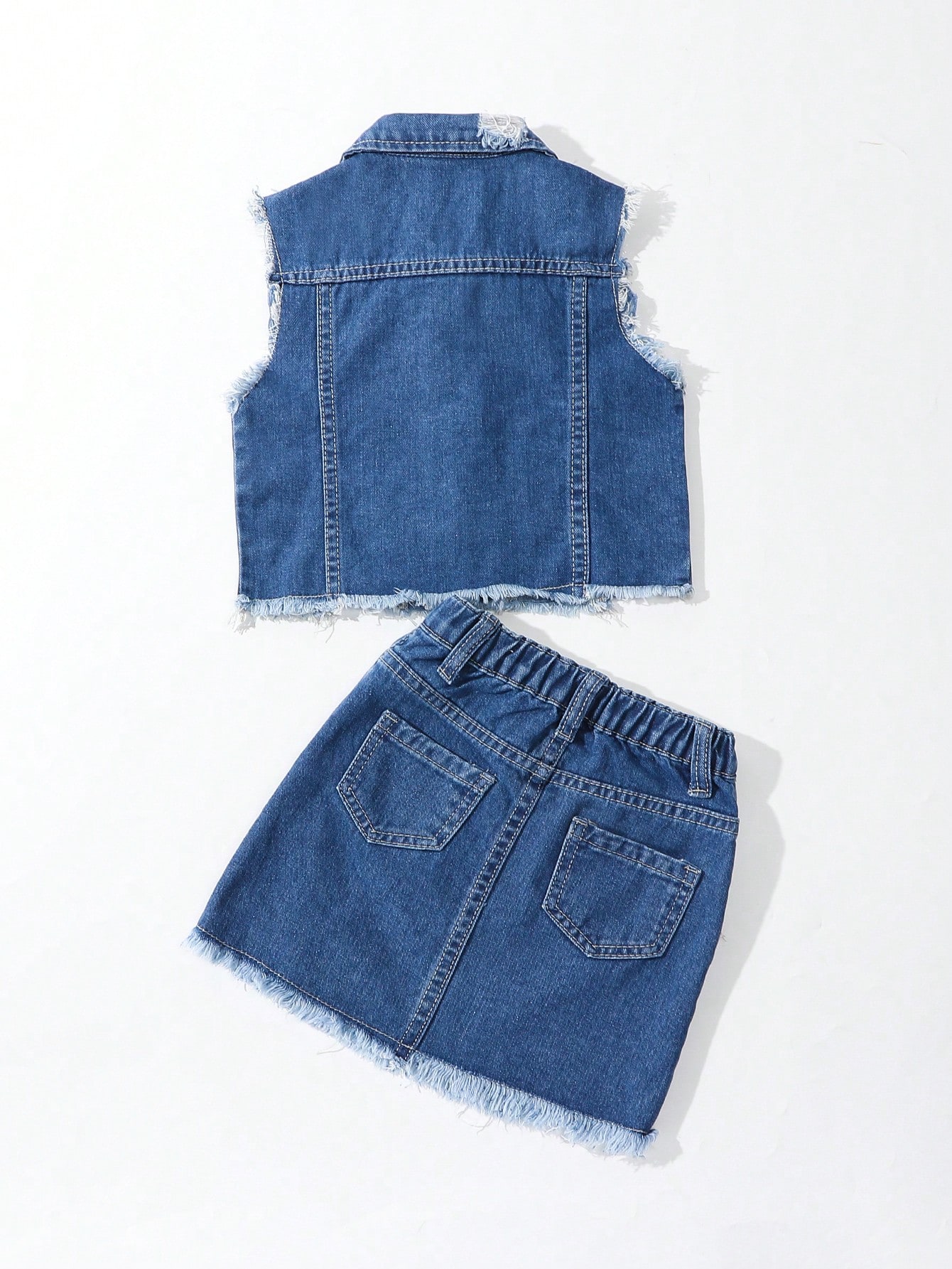 Young Girls Denim Two-piece Outfits