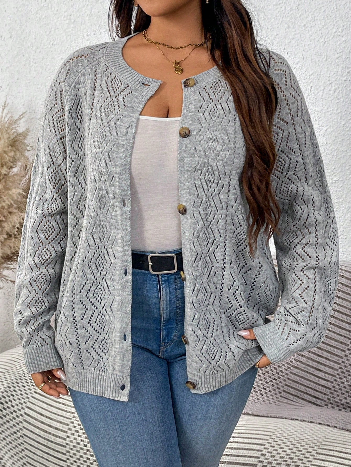 In Long Sleeve Plus Size Cardigans