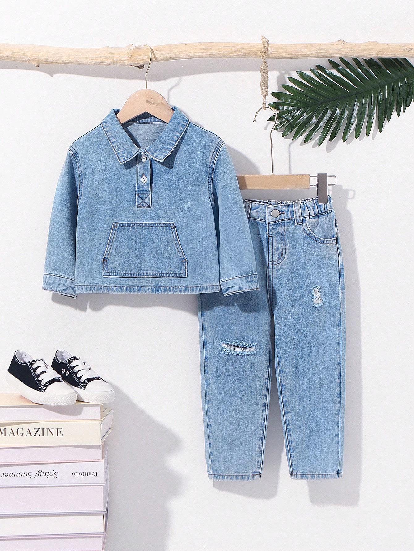 Young Boys Denim Two-piece Outfits