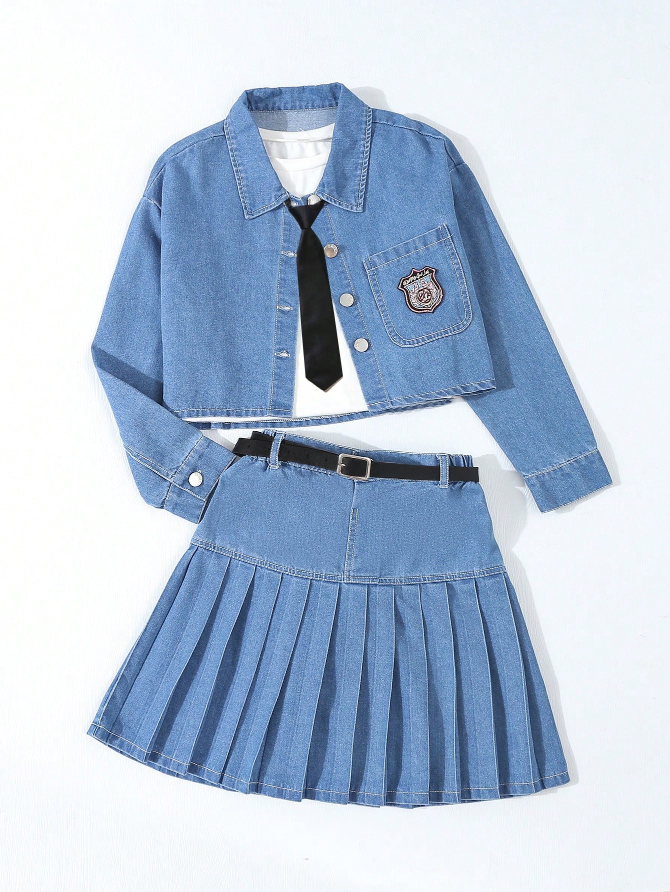 Tween Girls Denim Two-piece Outfits