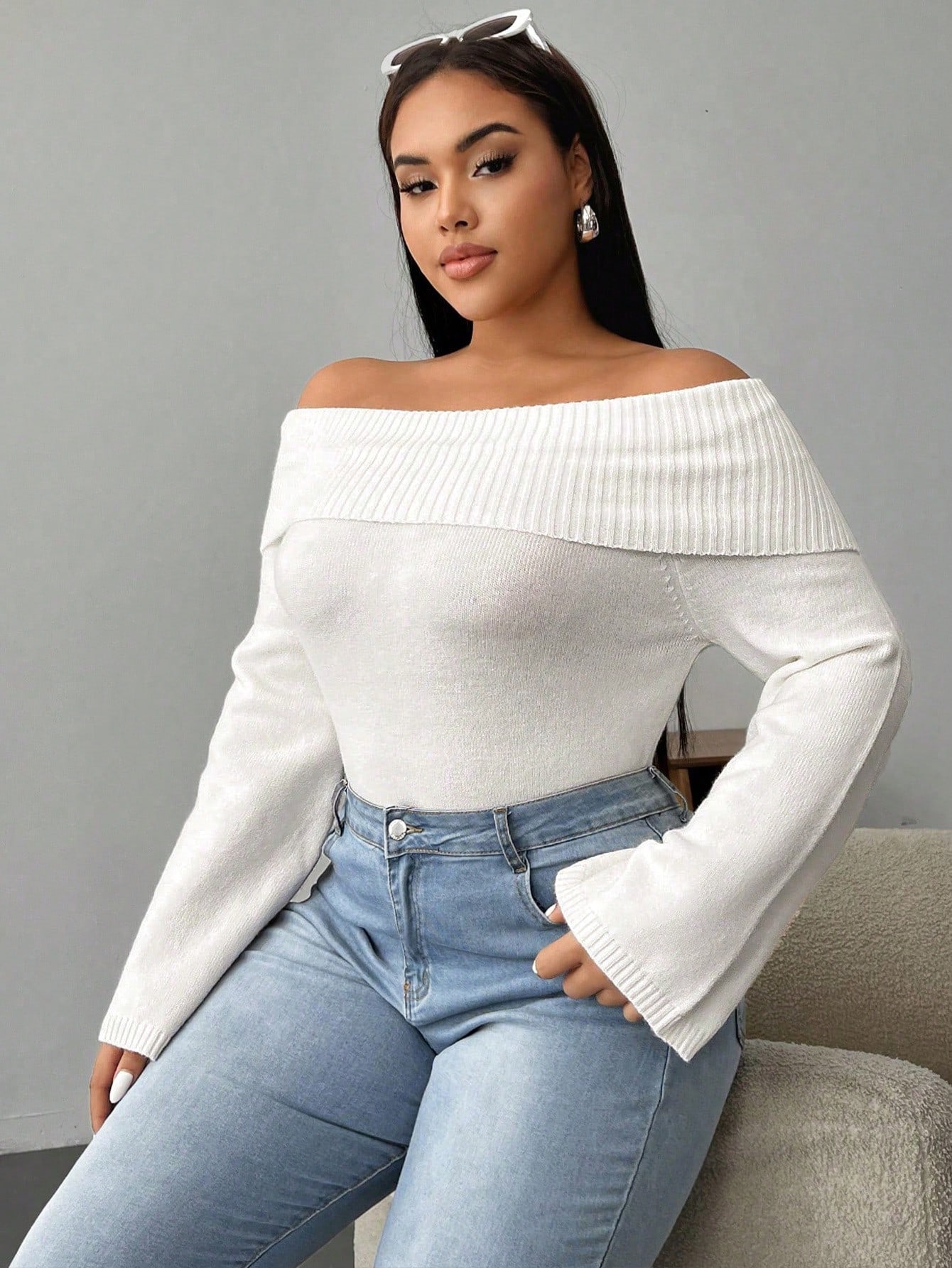 In White Plus Size Sweaters