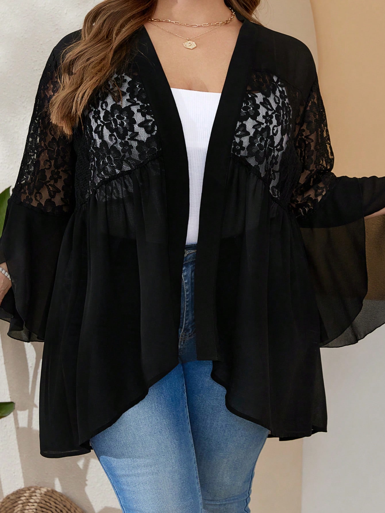 In Long Sleeve Plus Size Kimonos