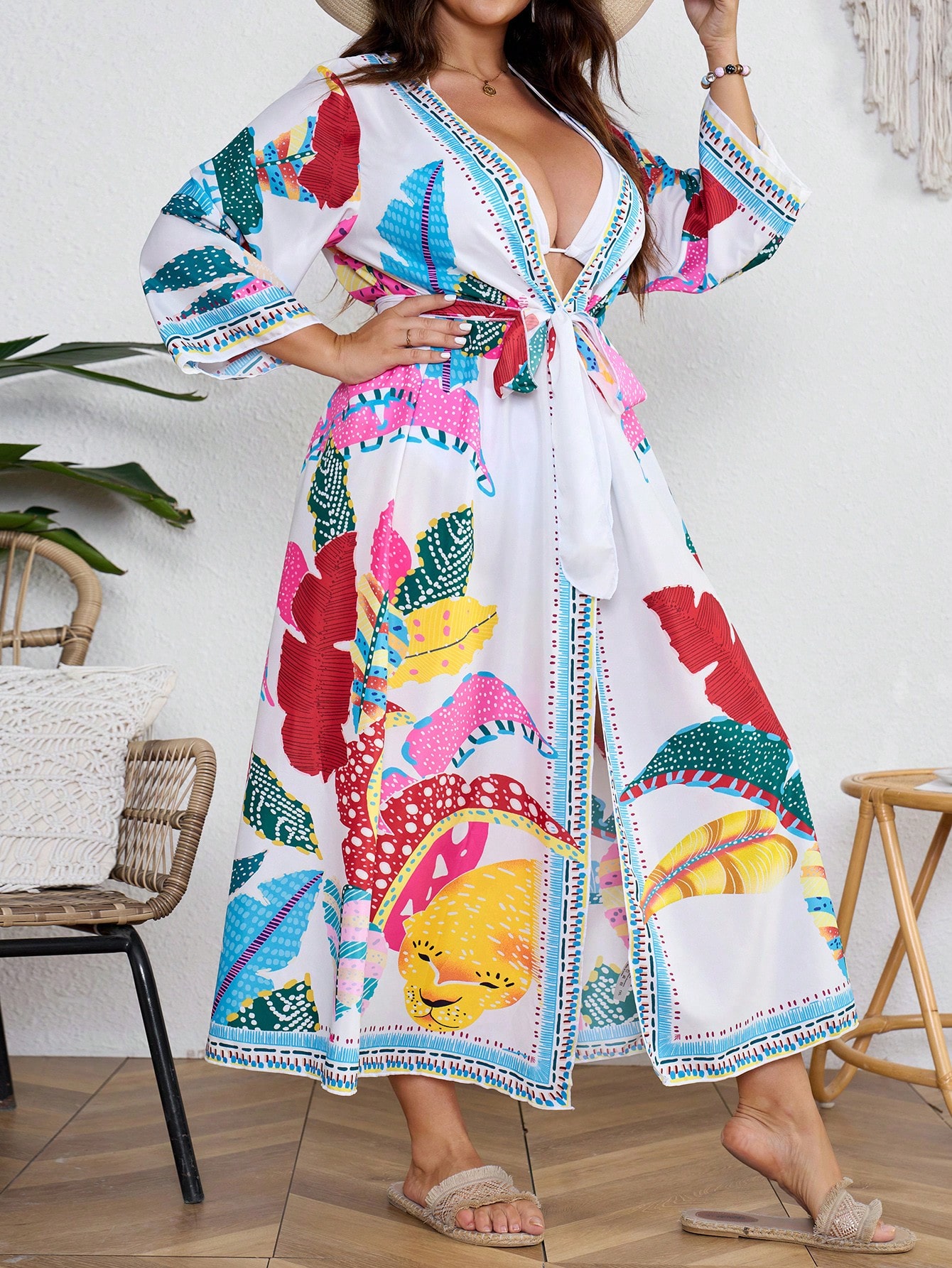 In Long Sleeve Plus Size Kimonos