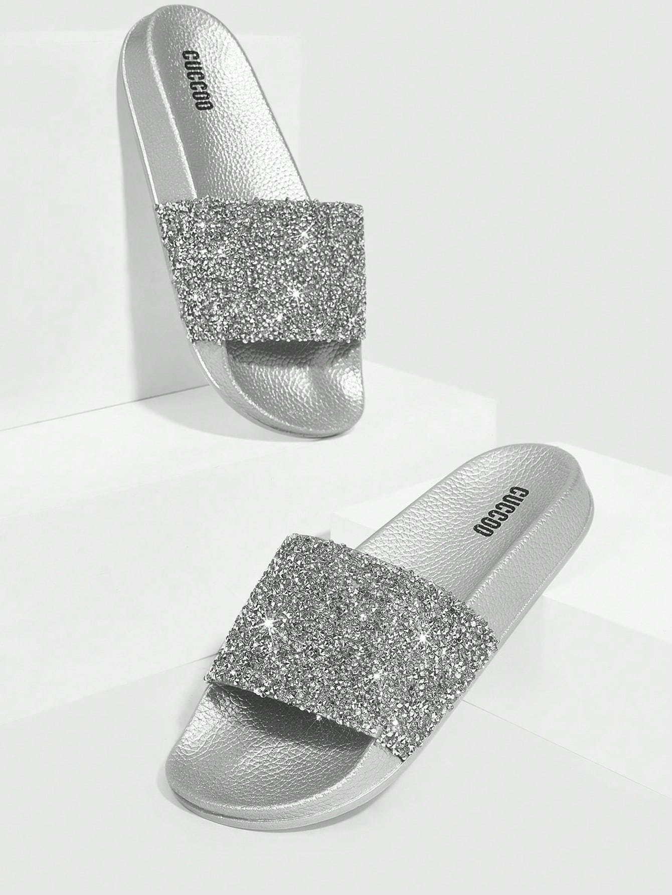 In Silver Women Slippers