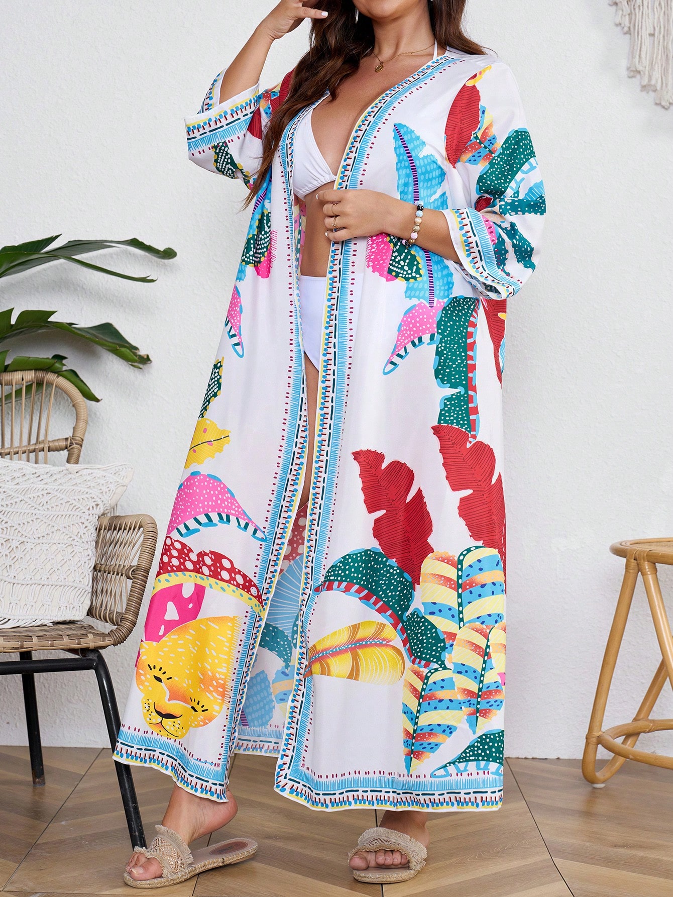 In Long Sleeve Plus Size Kimonos