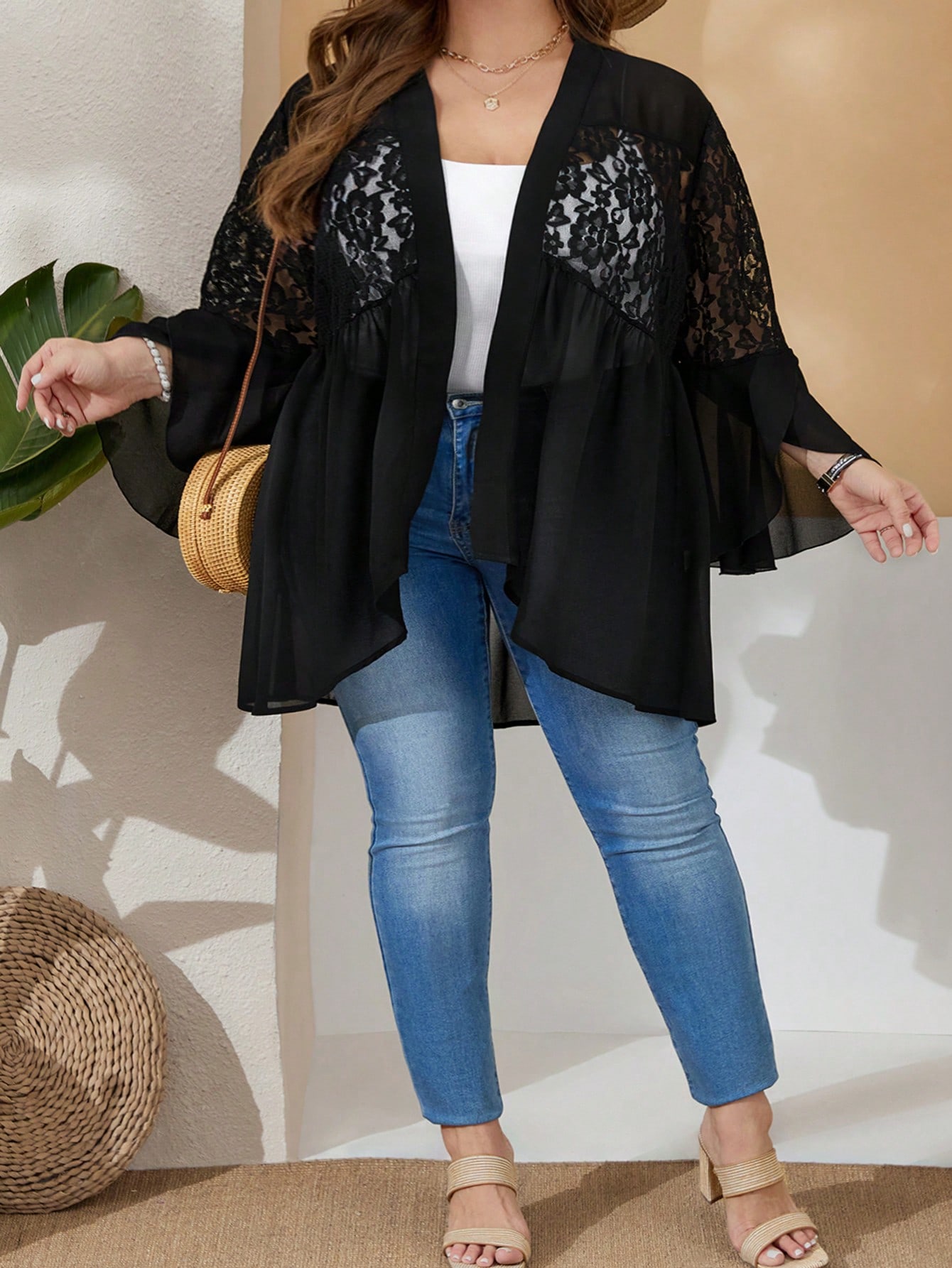 In Long Sleeve Plus Size Kimonos