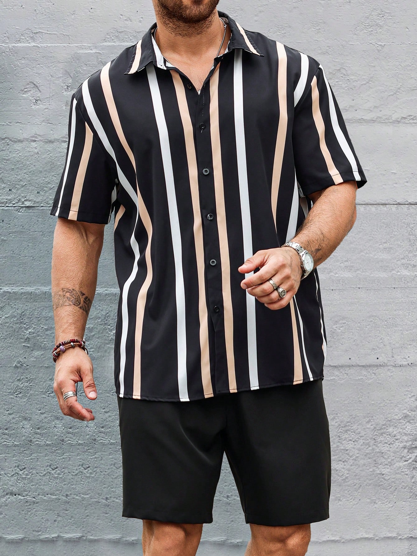 Men Plus Size Shirt Co-ords