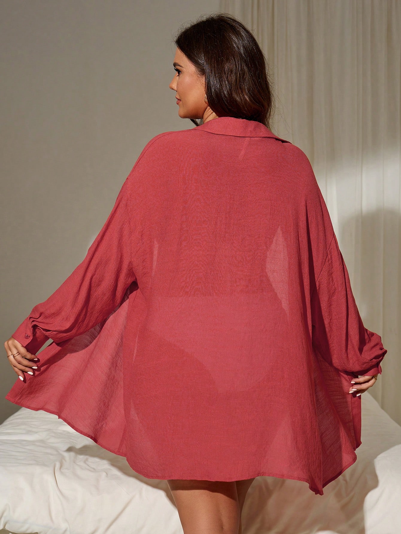 In Long Sleeve Plus Size Kimonos