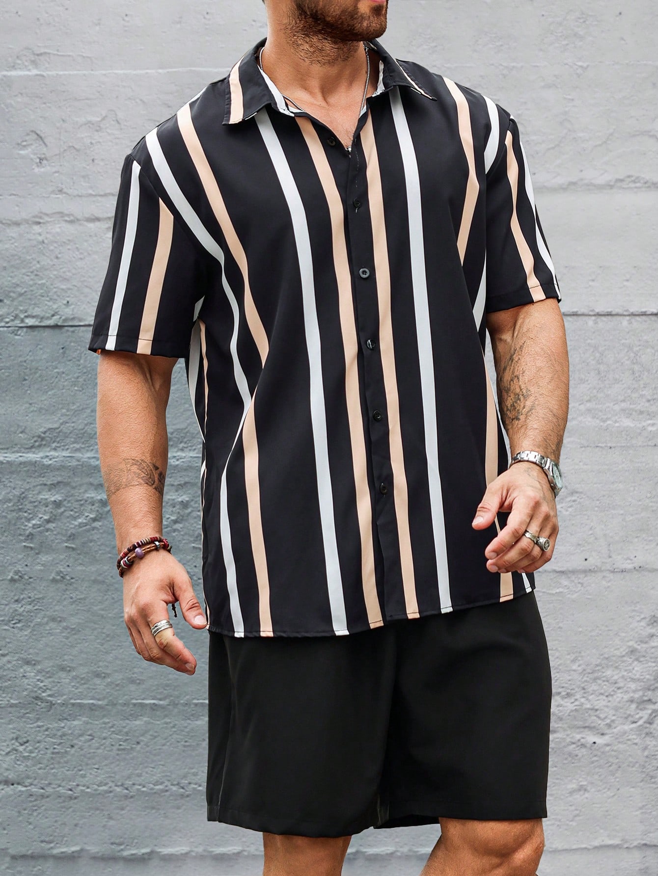 Men Plus Size Shirt Co-ords