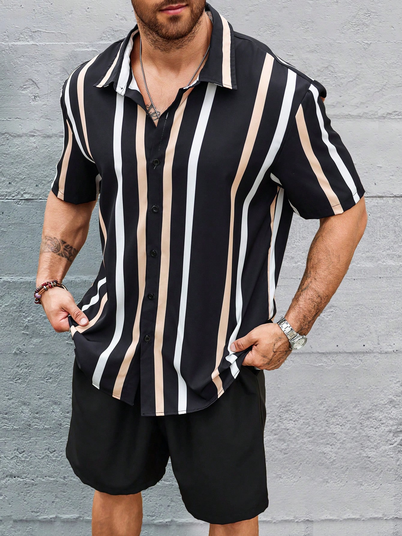 Men Plus Size Shirt Co-ords