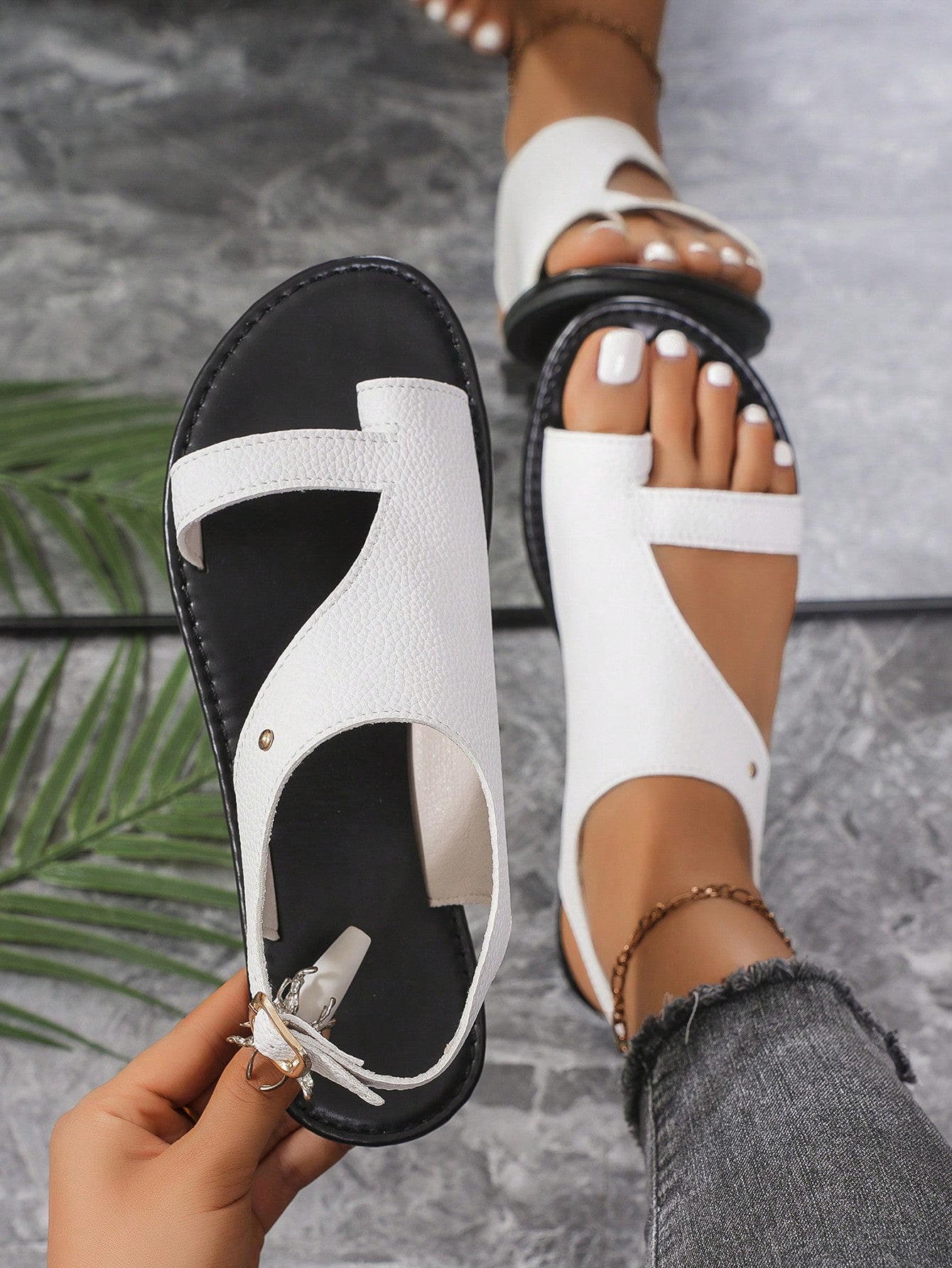 In Black and White Women Sandals