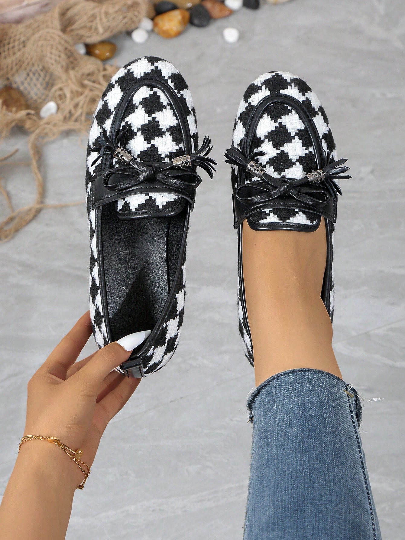 In Black and White Women Flats