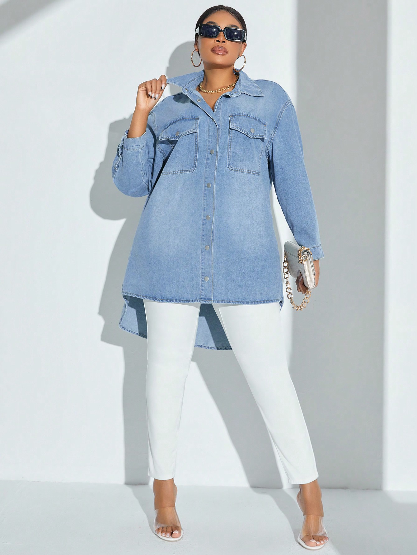 In Blue Plus Size Denim Tops