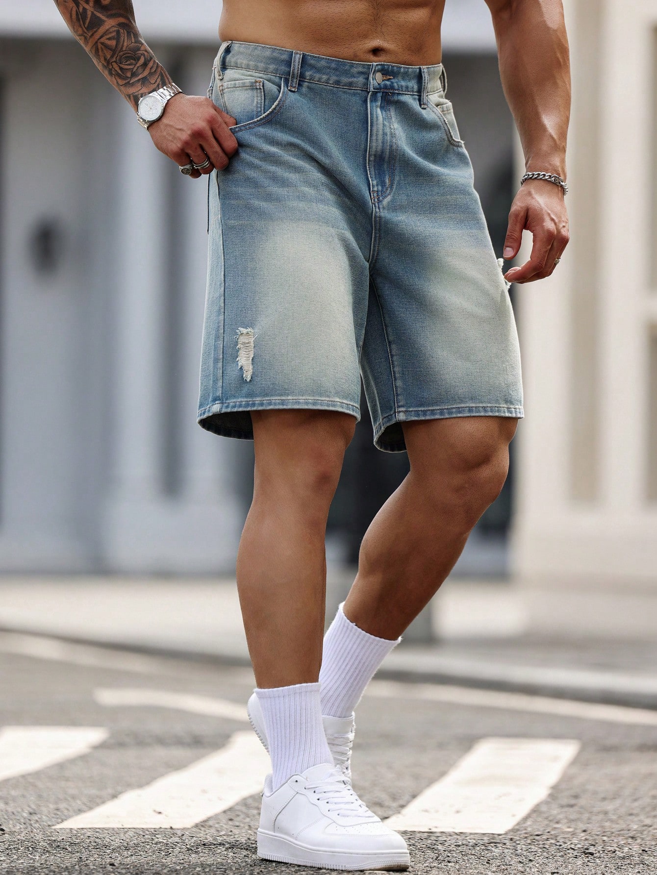 Men Plus Size Denim Shorts