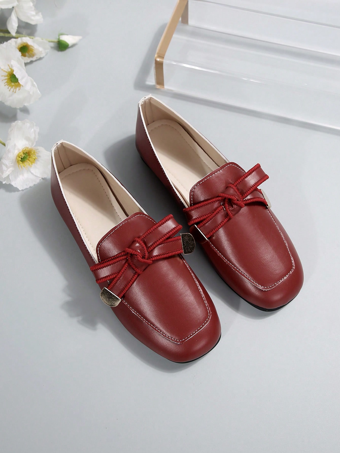 In Burgundy Women Flats