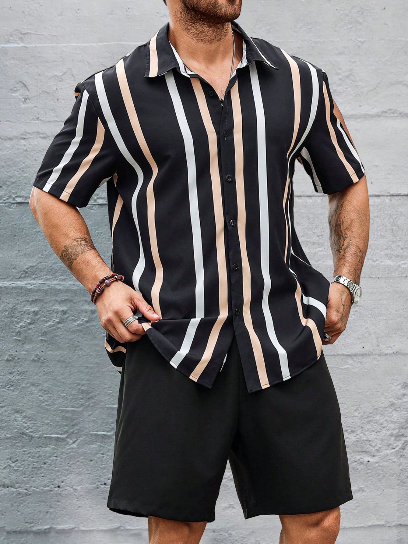 Men Plus Size Shirt Co-ords