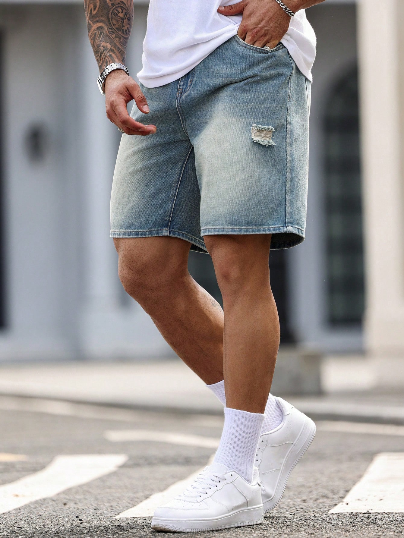 Men Plus Size Denim Shorts