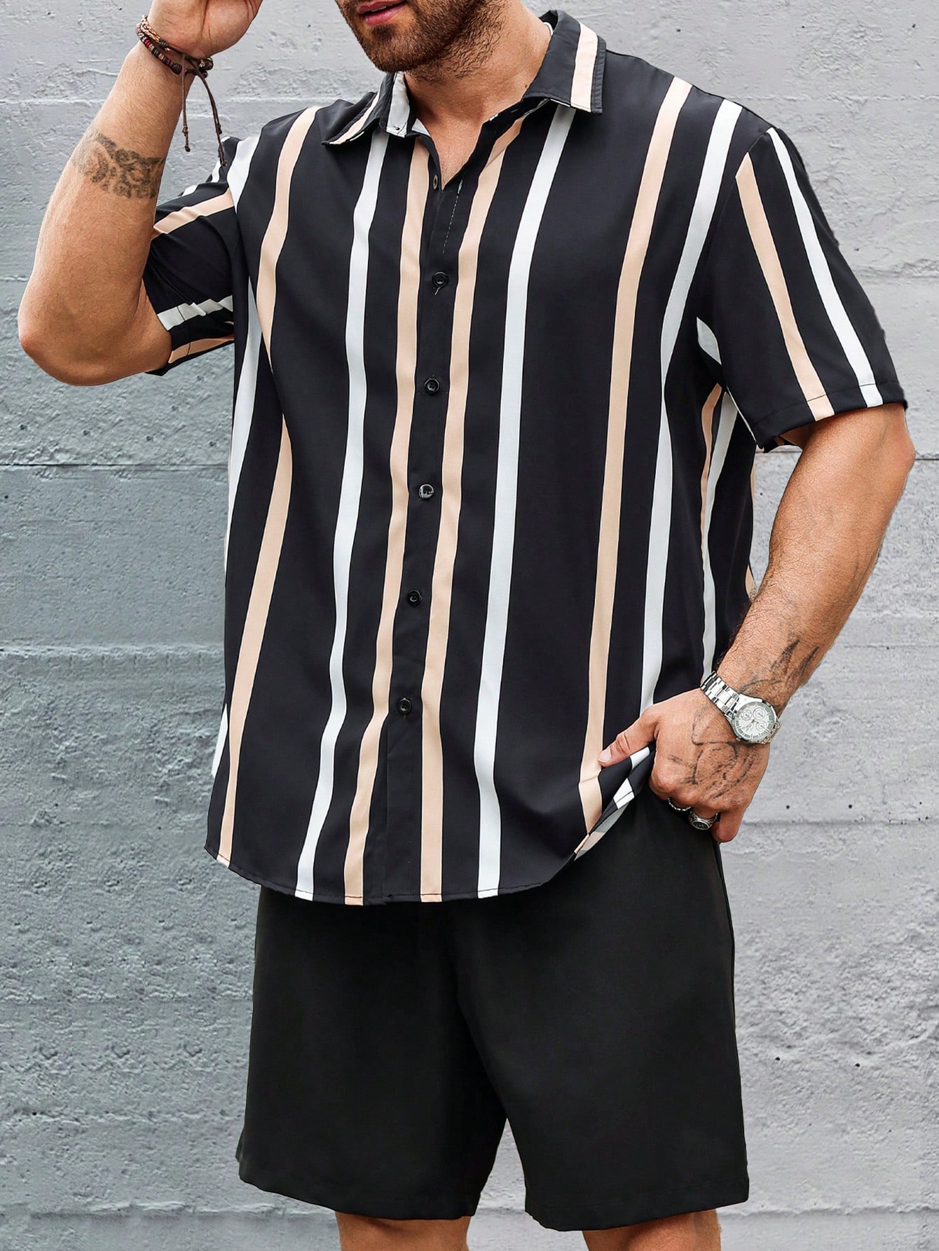 Men Plus Size Shirt Co-ords