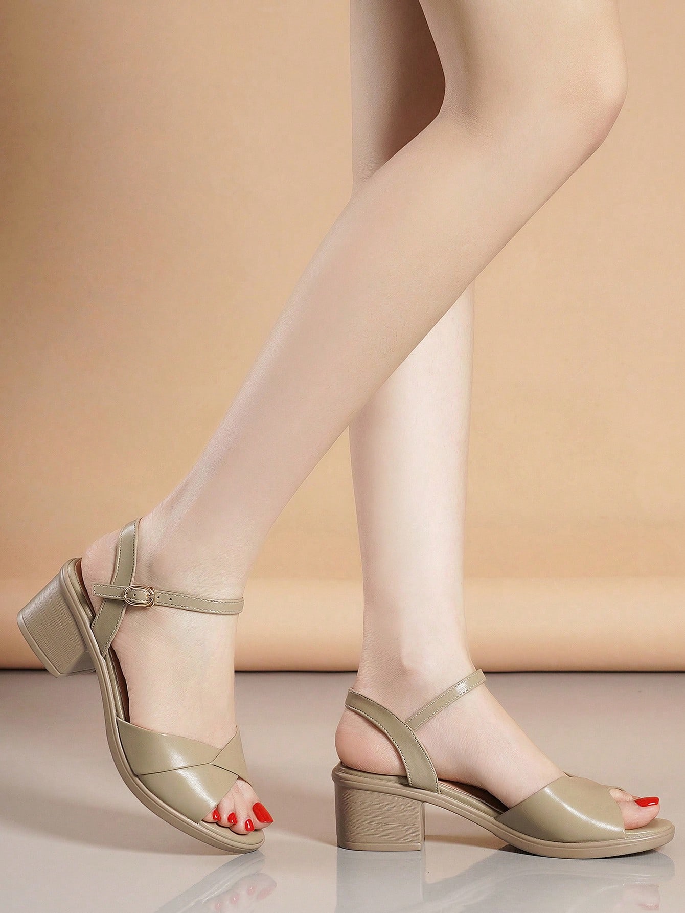 In Khaki Women Heeled Sandals