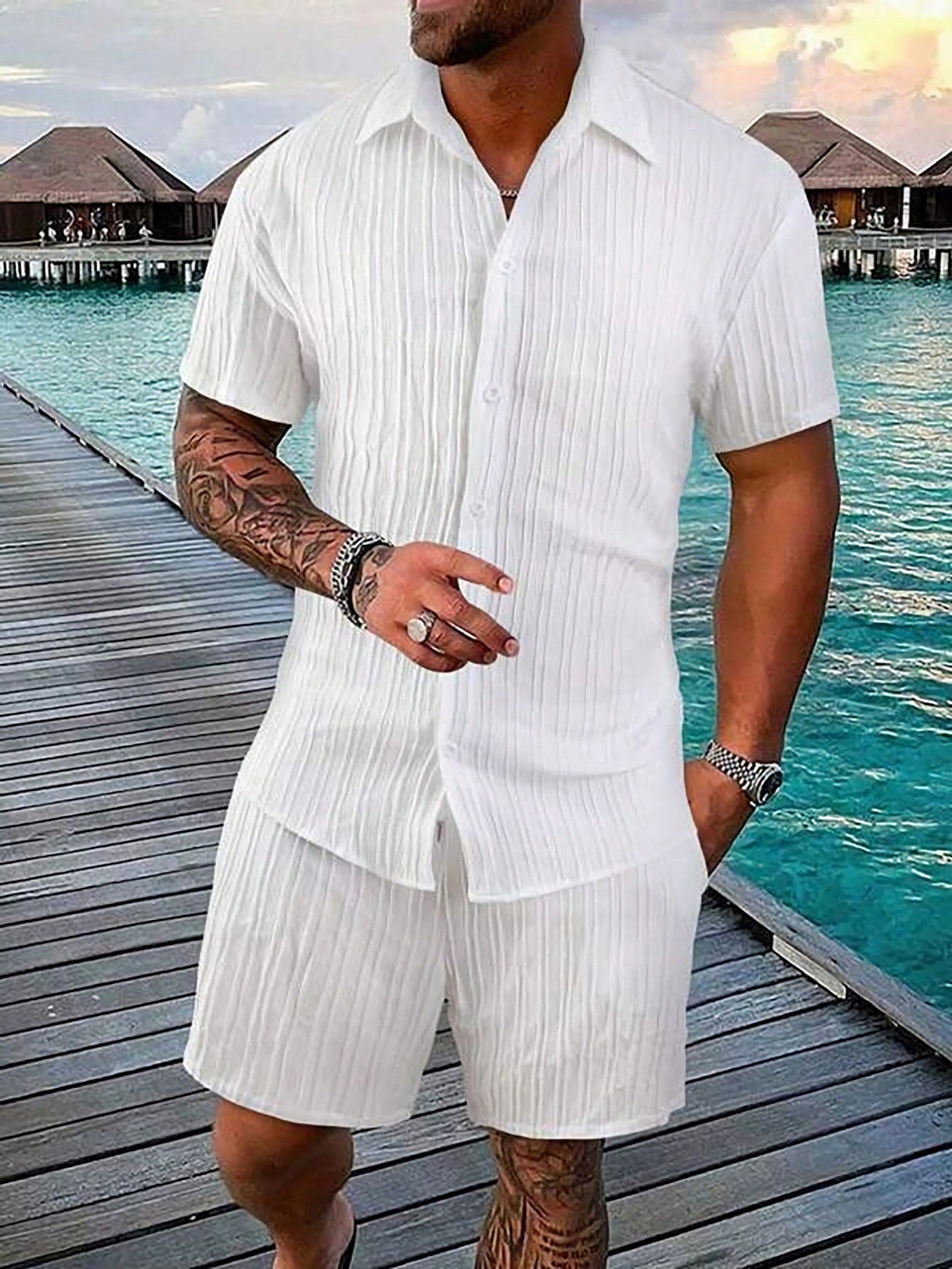 Men Plus Size Shirt Co-ords