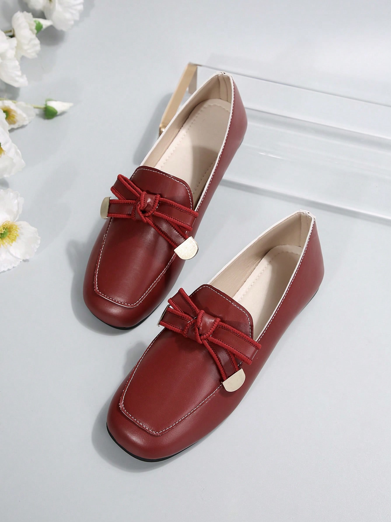 In Burgundy Women Flats