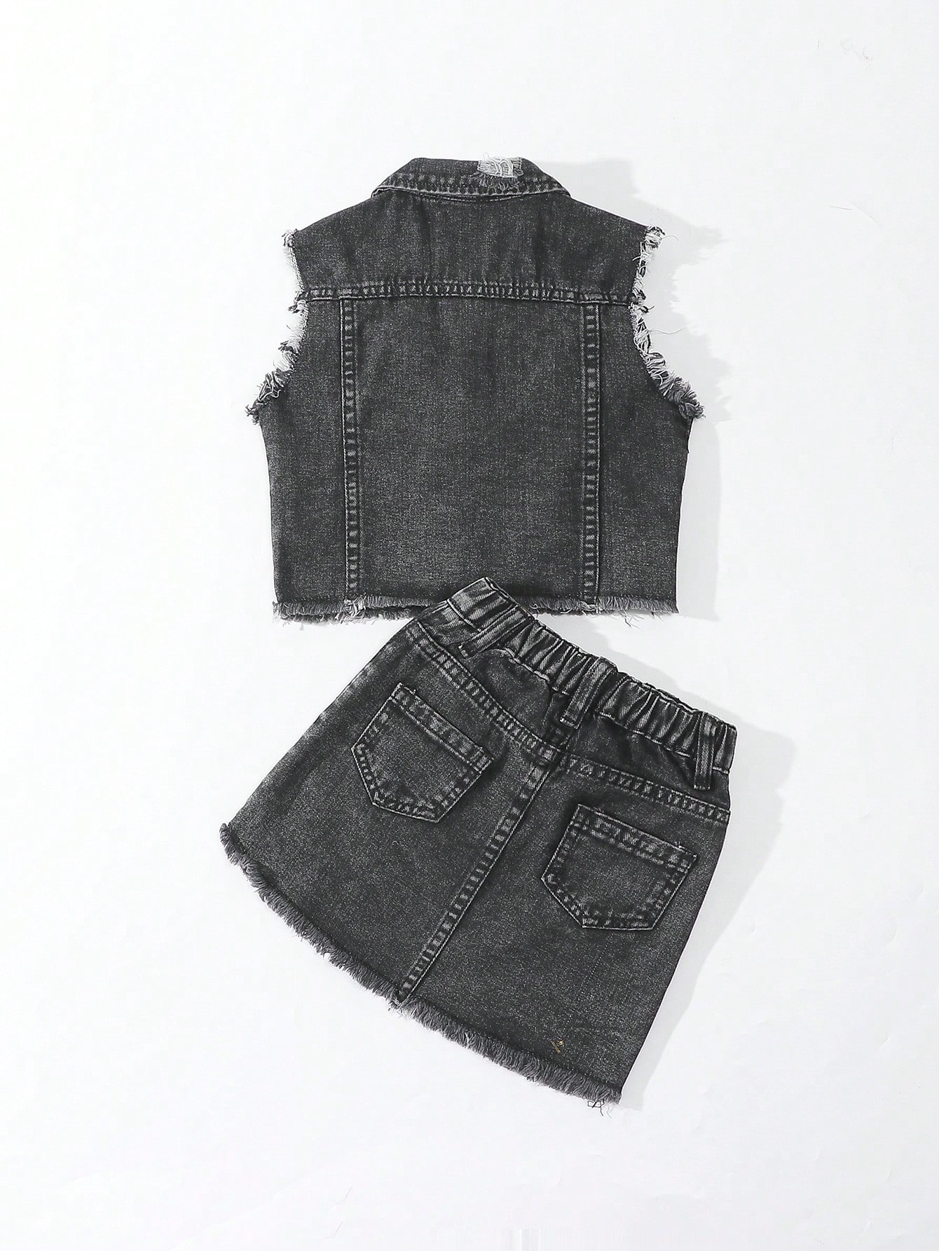 Young Girls Denim Two-piece Outfits