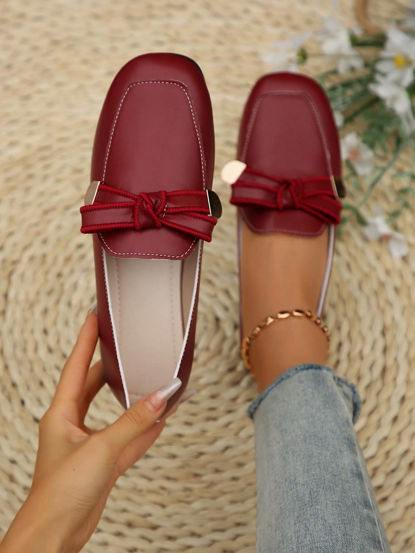 In Burgundy Women Flats