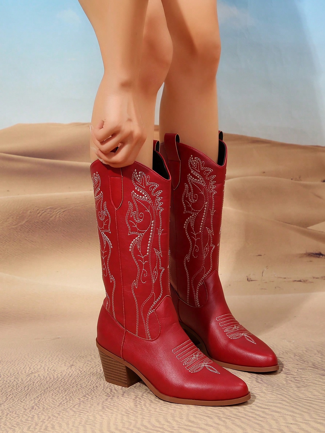 In Burgundy Women Fashion Boots