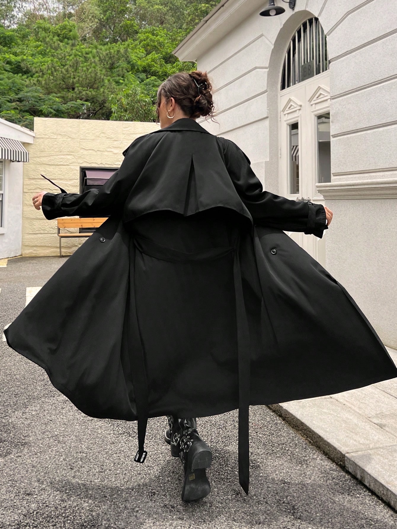 In Long Sleeve Plus Size Trench Coats