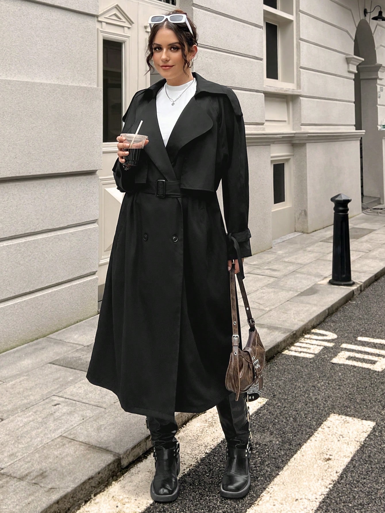 In Long Sleeve Plus Size Trench Coats