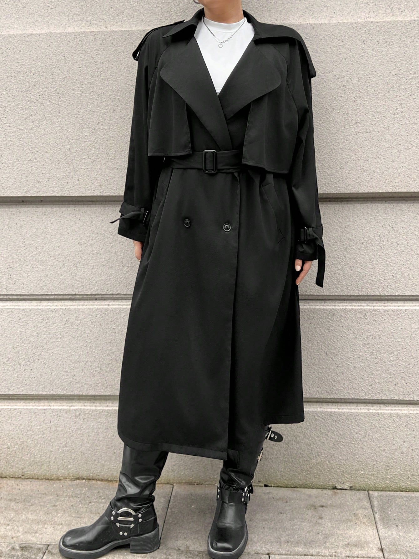 In Long Sleeve Plus Size Trench Coats