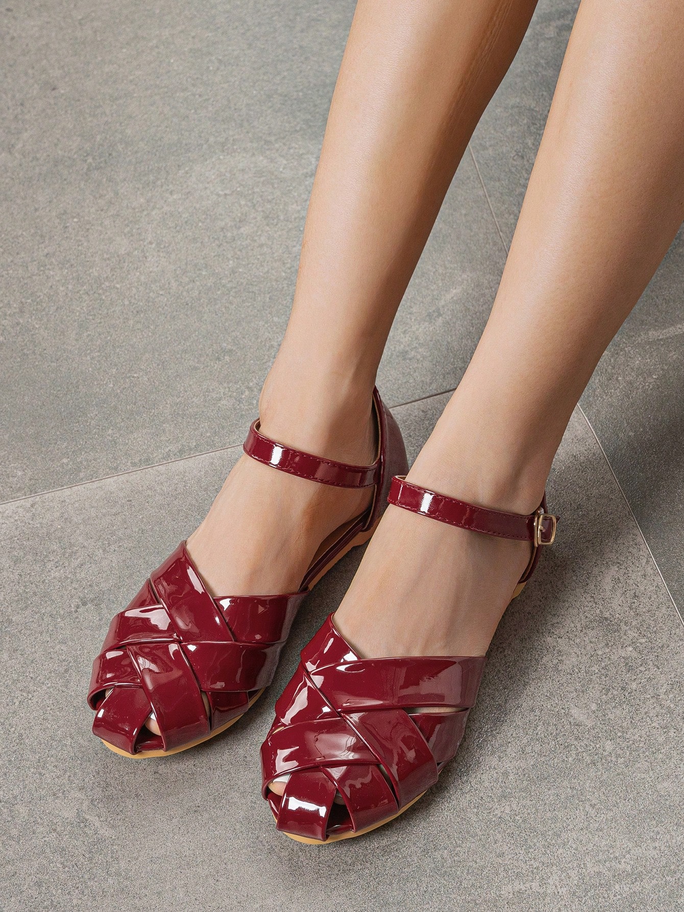 In Burgundy Women Flats