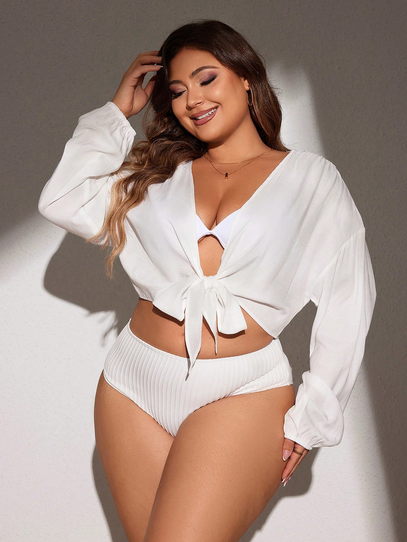 In Long Sleeve Plus Size Kimonos