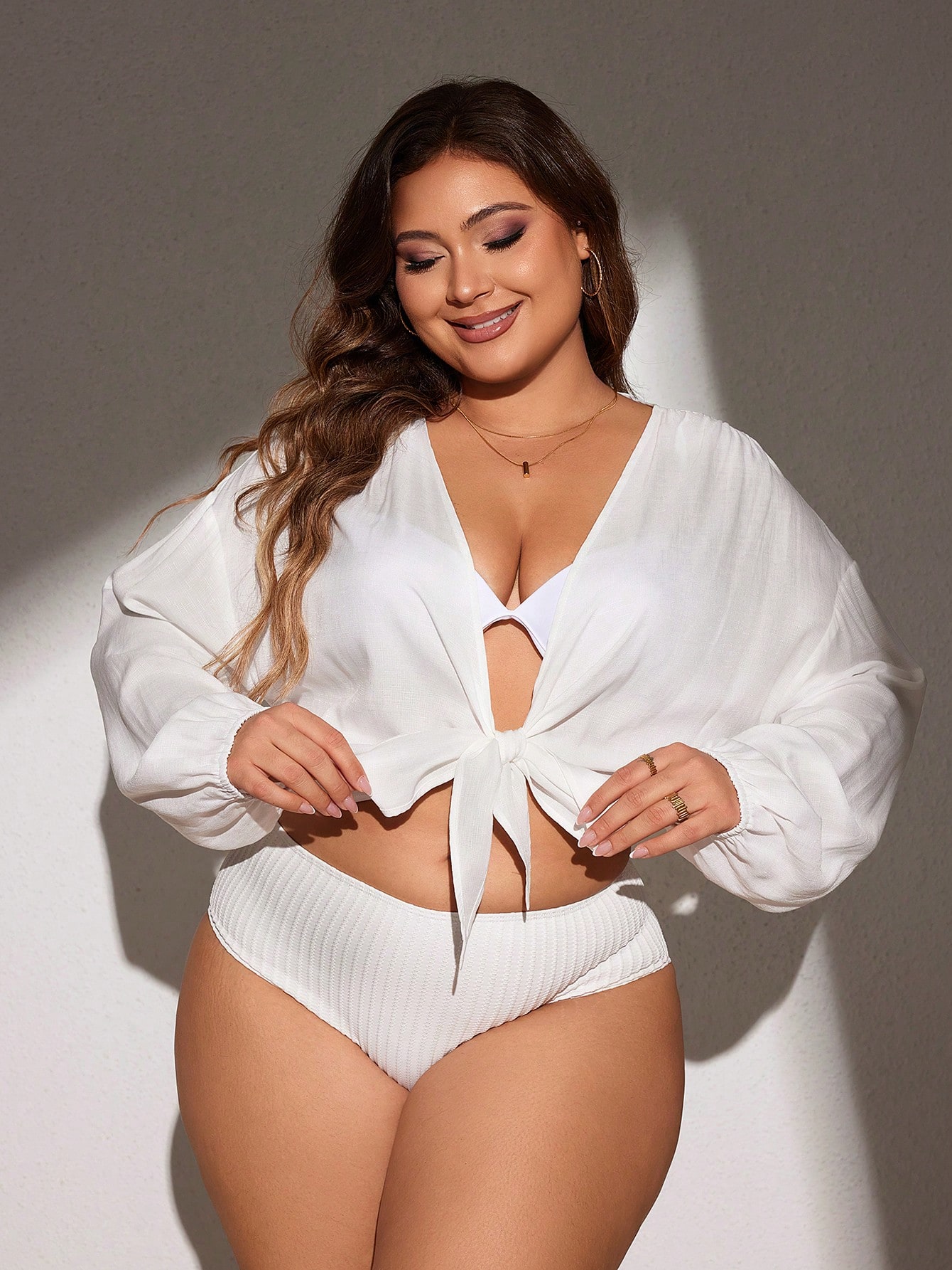 In Long Sleeve Plus Size Kimonos