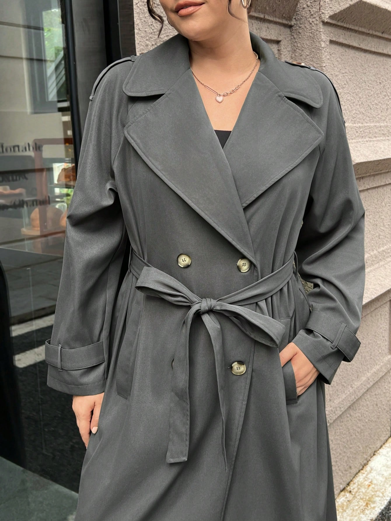 In Long Sleeve Plus Size Trench Coats