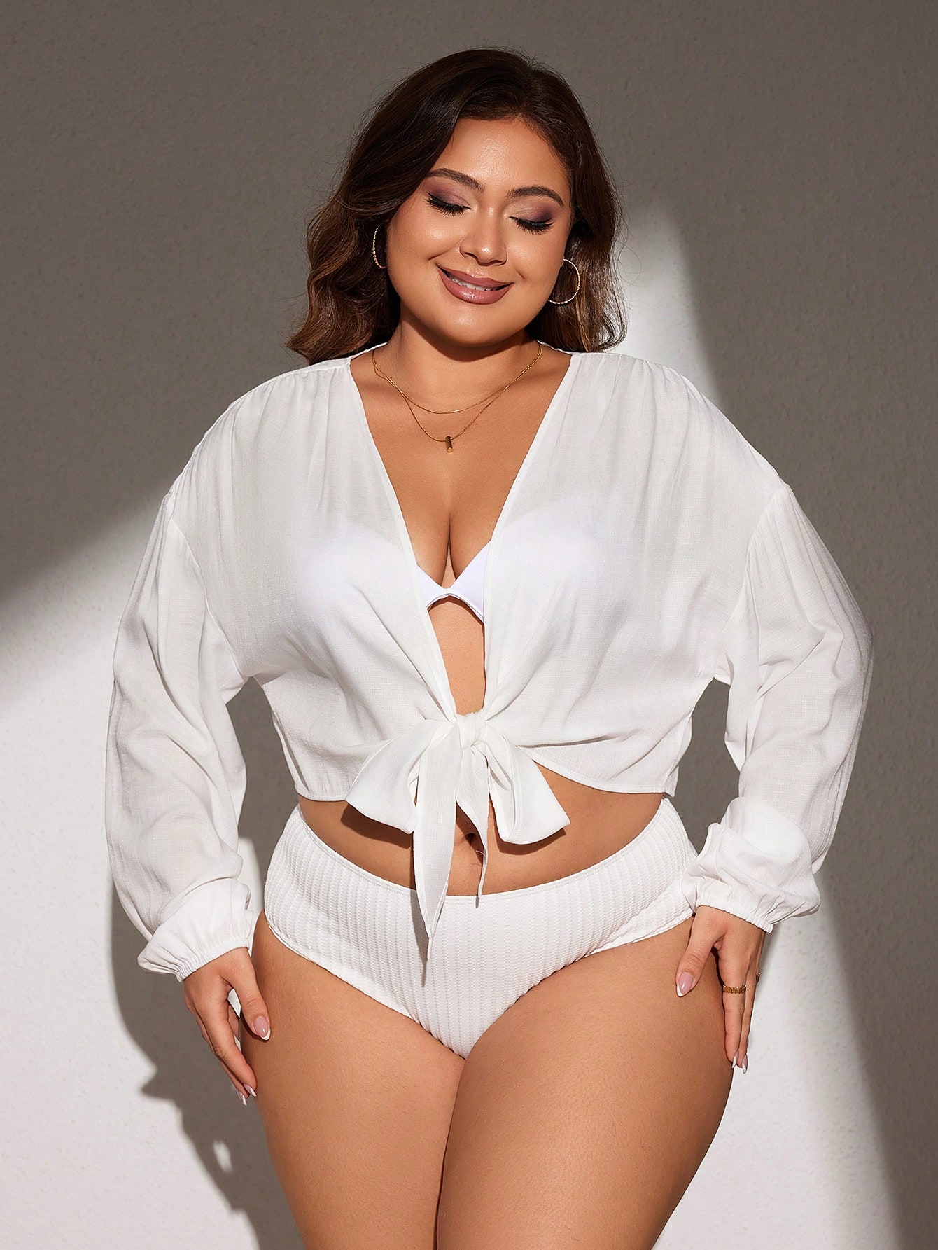 In Long Sleeve Plus Size Kimonos